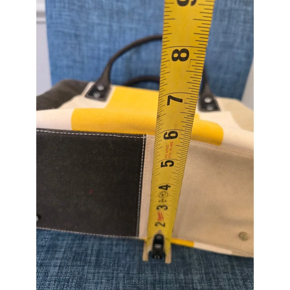 Kate Spade New York Canvas Colorblock Tote Bag Yellow Cream Green Handbag